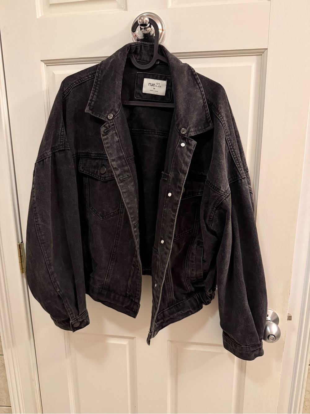 Rue21 Oversized Black Washed Denim Jacket